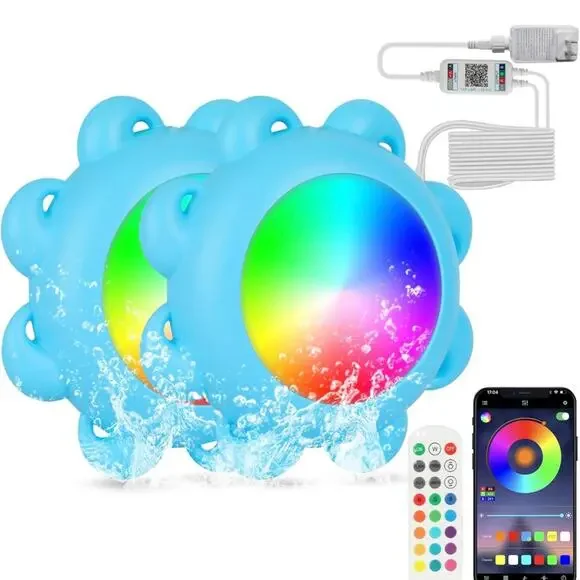 Professional LED Pool Lights, 2 Pack, Color Changing, Remote Control App Control - Picture 5 of 14